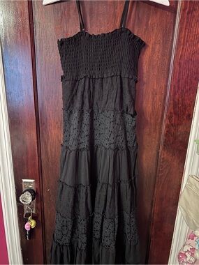 Urban Behavior Black Smocked Tiered Maxi Dress